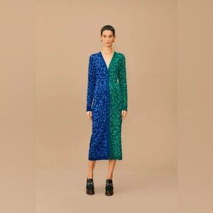 Farm Rio Mixed Leopard Knit Midi Cardigan Dress